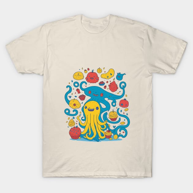 Octopus and wonder cakes T-Shirt by hippohost